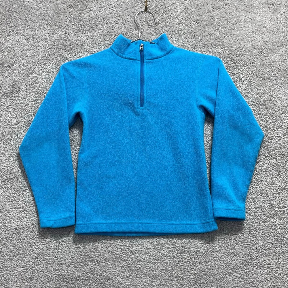 Obemeyer Top Girls Kids Large Blue Fleece Sweatshirt 1/4 Long Sleeve Pullover